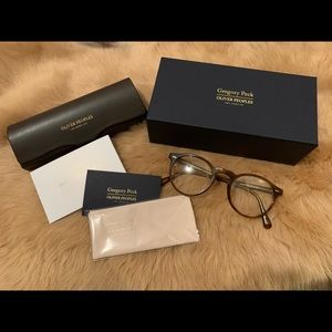 Oliver Peoples Gregory Peck eyeglass frames. Color, Raintree.  Size 50/23/150